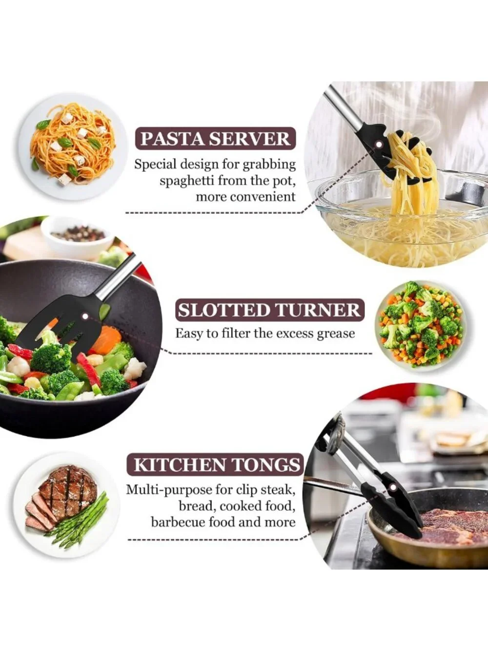 8-Piece Silicone Kitchen Utensils Set, Heatproof Nonstick Tools with Stainless